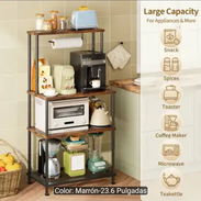Estante organizador de cocina de 4 niveles, de madera y metal - Img 58223159