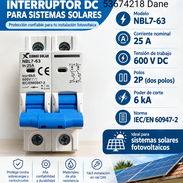 Breker para corriente directa (DC), de 2 polos, para sistemas solares fotovoltaicos. - Img 57534846