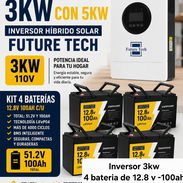 inversor 3kw 4 baterías de 12.8v 100ah serían 5kw en batería. yoathali 💯 - Img 57011364