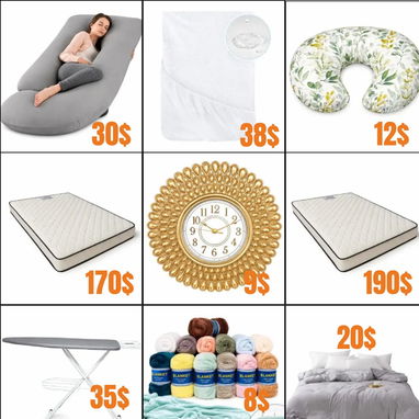Clóset, plato, colchón, rallador, cocina, bombillo, lámpara, sombrilla, sartén, espejo, cortina, almohada - 4/8
