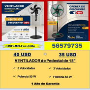 VENTILADORES de Pedestal de 18"..tlf 56579735./(USD-MN-Eur-Zelle)/Recogida Marianao/garantía 1A/Tpte (Costo Adicional) - Img 54098010