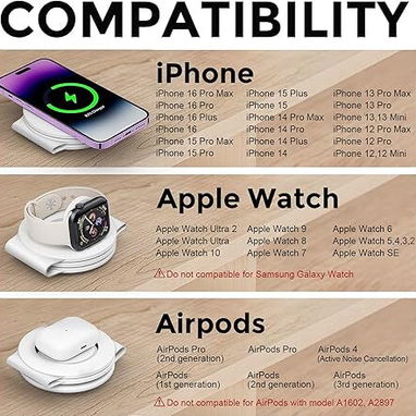 CARGADOR INALÁMBRICO 3 EN 1 MAGNÉTICO PLEGABLE PARA IPHONE APPLE WATCH AIRPODS ENVÍO DISPONIBLE + GARANTÍA - Img 124127028