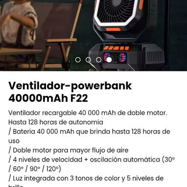 Ventilador-powerbank 40000mAh F22. Nuevo - Img 104861922