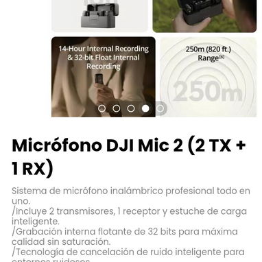Micrófono DJI Mic 2 (2 TX + 1 RX). Incluye 2 transmisores, 1 receptor y estuche de carga inteligente. - Img 124625852