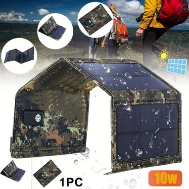 Cargador de panel solar portátil y plegable de 10 W, diseñado principalmente para actividades al aire libre como campame - 2/5
