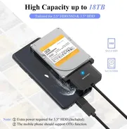 Adaptador SATA a USB 3.0 con Alimentación de Corriente MARCA WAVLINK Sirve para todo tipo de Discos Sata y Sopo - Img 49603607