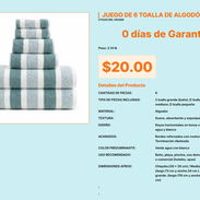Juego de 6 Toallas de Algodón Suave con Terminación Ribeteada VPT#-0439 - Img 55669086