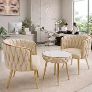 Juego de sala/ Recibidor en terciopelo beige - Img 56891479
