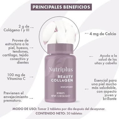 Tabletas de Colágeno Nutriplus de FARMASI.Ayuda tu piel,tu cabello,tus uñas, articulaciones... - 3/3