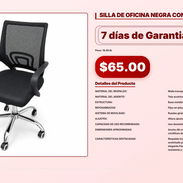 SILLA DE OFICINA NEGRA CON RUEDAS . - Img 56933678
