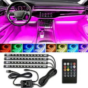 Set de luces de interior LED RGB para el salon del auto, ajustables por aplicación y conexión USB. - Img 55805256
