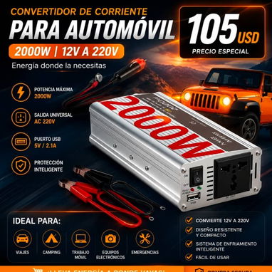 Convertidor de corriente, convertidor de voltaje, cargador de batería, inversor, batería, accesorios para autos - 2/7