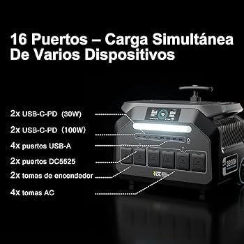 Estación de energía portátil IEE P3200 de 3200W carga de CA de 1800 W, 4 salidas de CA, - Img 122357642