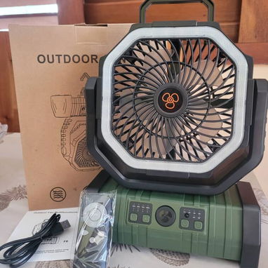 Ventilador recargable F6, 20000mAh. Función de PowerBank. Hasta 58 horas de uso por carga. Luz de 32 LED. - 4/9