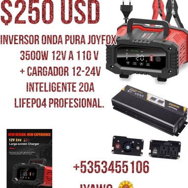 Combo Inversor Onda Pura 3500w+ Cargador 12V LIFEPO4 12V/24V - 2/2