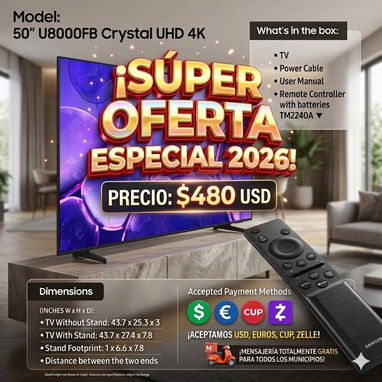 TV NEWWW SANSUNG USA LO MEJOR EN TV 2025 2026 SMART 4K CRISTAL Y QLED EN CUBA WHATSAPP 53321047 - Img 121224526
