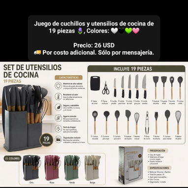 Juego de cuchillos, cubiertos, cucharones, cucharas, tenedores y utensilios de cocina, varios modelos - 8/10