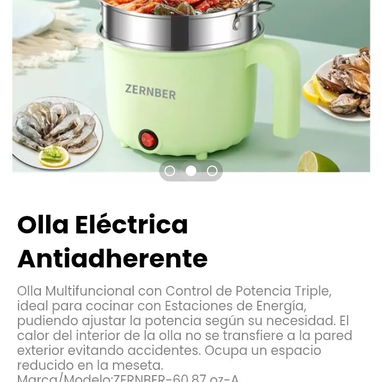 Olla Eléctrica Antiadherente. Olla Multifuncional con Control de Potencia Triple, ideal para cocinar con Estaciones - 2/3