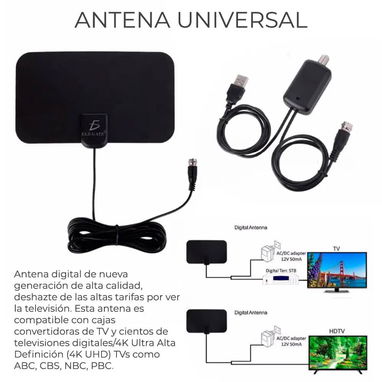 Antena de TV Digital HD 1080P Receptor de Señal de Alta Definición📡 - 2/2