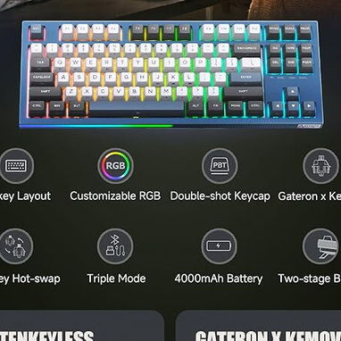 KEMOVE Teclado mecánico inalámbrico K87 TKL para juegos, intercambiable en caliente, retroiluminación RGB, programable - Img 123123568