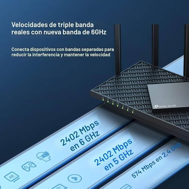 TP-Link AXE5400 - Enrutador WiFi 6E de tres bandas (Archer AXE75), - Img 123614186