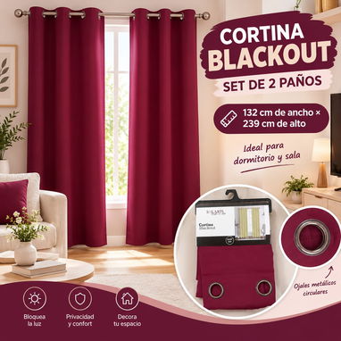 Set de 2 panos de cortinas blackout de ventana en 23 USD el juego  Medidas: 132 cm de ancho  239 cm de alto - 2/5