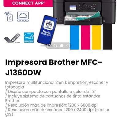 Impresora Brother MFC-J1360DW. Impresora multifuncional 3 en 1: impresión, escáner y fotocopia - Img 115560903