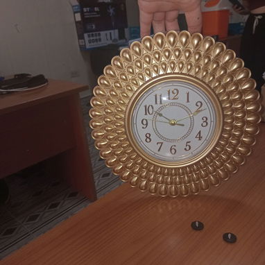 Reloj Pared 25cm Pétalos Dorados Números Visibles Sala VPT# - 6/6