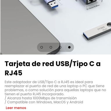 Tarjeta de red USB/Tipo C a RJ45 - 4/4