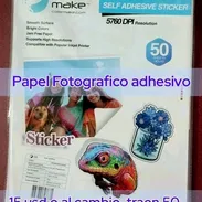 Papel fotografico adhesivo tamaño A4 en 15 usd o al cambio, el paquete trae 50 hojas ,135g/m2, llamar o escribir por wh - Img 58385570