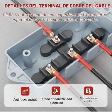 Kit de 20 Terminales de Cobre de Alta Resistencia - Calibre 4 AWG (5/16) M8 - 3/4