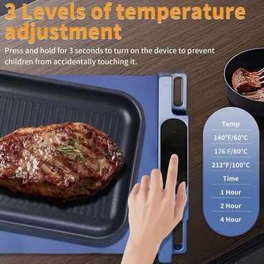 Alfombrilla de calentamiento de alimentos, bandeja de calentamiento eléctrico de silicona de calentamiento rápido con 3 - 7/8
