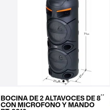 Bocina 2 altavoces 8" con micrófono y mando( - 2/2