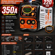 Soldadora Inverter marca y FAGHTO. Modelo 10-350. Mig+mma+tig Inversora Microalambre 350A 110v y 220v - Img 54140516