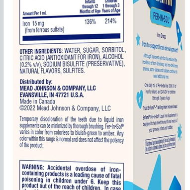 Suplemento de hierro en suspensión Fer-in-Sol 15mg, para bebés y niños de 0-24 meses, 50ml - 2/3