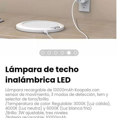Lámpara de techo inalámbrica LED recargable de 10000mAh - Img 123081416