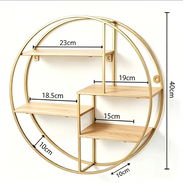 Estante de pared de madera y metal para sala, cocina o cuarto (negro) - Img 58223482