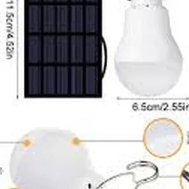 Bombillo LED recargable con placa solar y gancho - 3/3