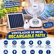 🍀DILE ADIOS AL CALOR 🍀VENTILADOR DE MESA RECARGABLE PATIX + PANEL + BOMBILLO. TENEMOS MENSAJERÍA, FACTURA. 54833699 - Img 57854251