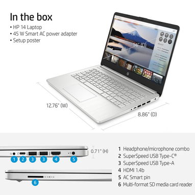 LAPTOP 🎁NUEVA🎁📦CAJA, HP (14-fq0110wm), 14" FHD IPS, AMD Ryzen 3 3250U, 4GB RAM, Radeon, 128GB SSD, 8Horas - Img 126321146