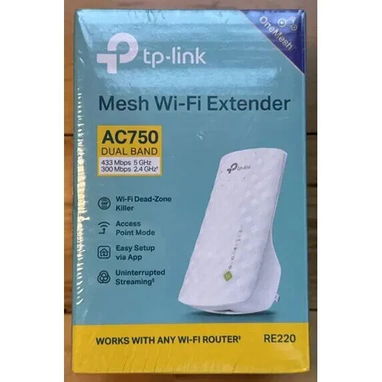 EXTENDER REPETIDOR WIFI - MARCA TP-LINK MODELO RE220- AC750- DUAL BAND-1LAN - NUEVO EN SU CAJA - Img 122678879