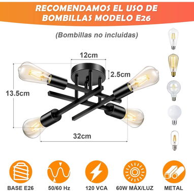 A-7 Lámpara de techo moderna de 4 focos ,lámpara elegante para sala,dormitorio ect 54321470 - Img 109261043
