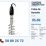 CALENTADOR ELÉCTRICO DE INMERSIÓN 1000W VPT-0077 - Img 55991731
