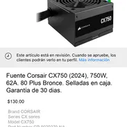 ⚡Fuentes certificadas Corsair 750W. Nuevas y selladas. 30 días de garantía. - Img 51508515