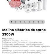 Molino eléctrico de carne 2300W. Incluye accesorios para embutir - Img 58420728