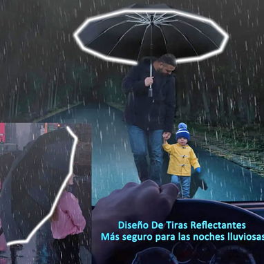 Paraguas Sombrilla Automático Resistente Y Reflectantes Led - 3/6