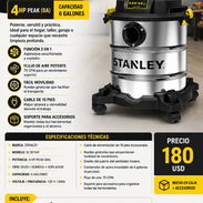 🟡 ASPIRADORA MULTIFUNCIONAL STANLEY 4 HP PEAK 🟡 Seco / Húmedo + Soplador 💨 🩷 - Img 56111659