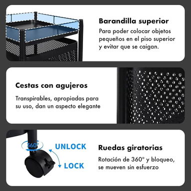 Estante de niveles giratorios 💵Precio: 55USD 🔒Material: Metal ➕Color: Negro - 7/8