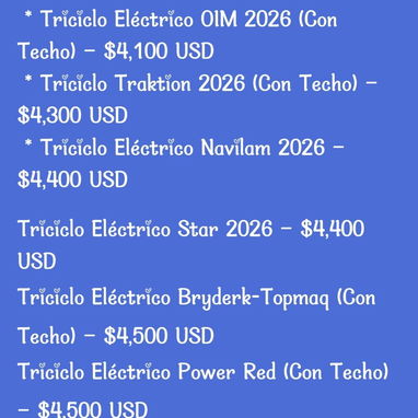 Patinetas y Moticos Eléctricas, Bicimotos y Motos Eléctricas, Motos de Gasolina (Automáticas y Deportivas) y Triciclos - 10/10