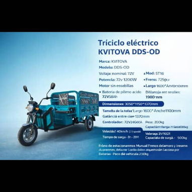〽️Triciclos Eléctricos KVITOVA 0km〽️ ⚠️SIN EXTENSOR!⚠️ ✅Motor de 1200w ✅Autonomía de +100km ✅Capacidad para 8 personas - Img 123157829